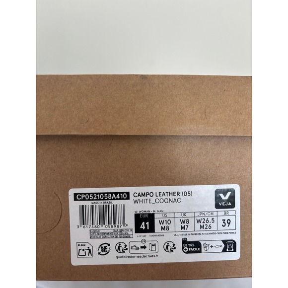 Veja Campo Leather White Cognac Womens Size 10 sneakers new with box - Picture 10 of 11